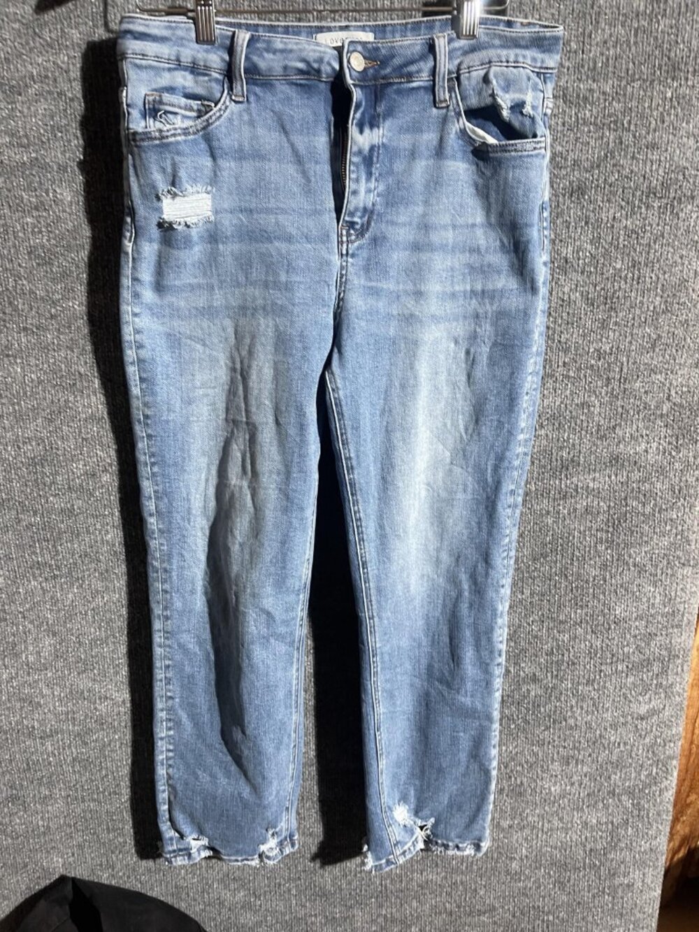 Lovervet Jeans Womens 31 Light Wash Blue Relaxed Straight Distressed Denim